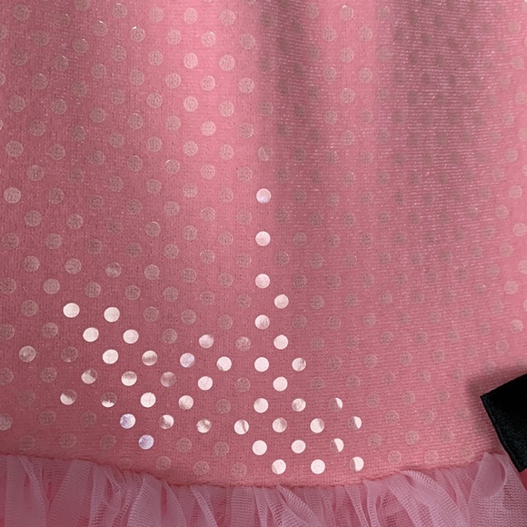 EUC BLACK VELVET, PINK SEQUINS AND TULLE WITH BLACK SATIN BOW TRIM DANCE COSTUME - Picture 4 of 13